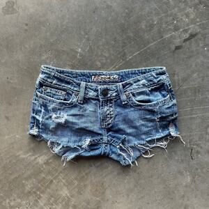 Buckle BKE Denim Starlite Jean Shorts Women's Blue Stretch Cutoff Distressed